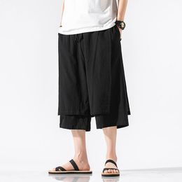 Pants Plus size M8XL Cotton Linen Wild Leg Pants Casual Loose CalfLength Pants Man Bloomers Summer Baggy Traditional Pants Trousers