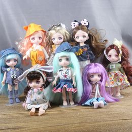 Dolls BJD Doll Full Set 13 Moveable Joint Cartoon eyes Dress Toy Smile Face est clothes Make Up Toys Girls Gift 230607