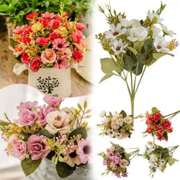 Decorative Flowers Wisteria Hanging Garland Heads Silk Rose Bouquet Artificial Mini For DIY Wedding Bouquets Faux Wild