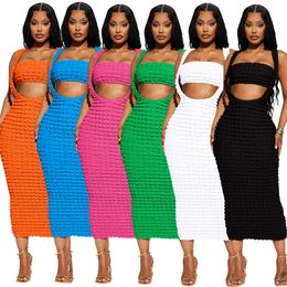 Women Designers Clothes 2023 Spring and summer New Wrapped Chest Long maxi Dress Two Piece Set casual dresses for