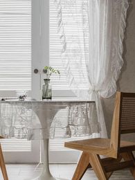 Curtain White Sheer Curtains For Living Room Bedroom Farmhouse Boho Drapes Ruffles Semi Nursery Kids