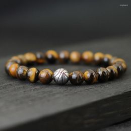 Charm Bracelets Noter Natural Stone Bracelet Unisex Copper Basketball Braclet Lava Tiger Eyes Braslet Beaded Accesorios De Hombre Erkek