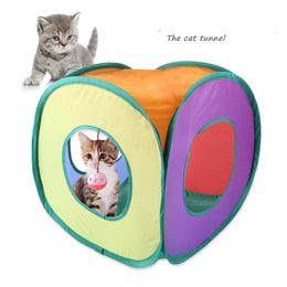 Cat Tunnel With Bell Interactive Collapsible Tent Cat Chute Cat Tube Toy Foldable Cat Tunnel Toy for Cat Rabbits Kittens Ferrets