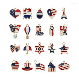 Charms 20PC/lot American Flag Butterfly Heart Star Pendant Charm DIY Alloy Hang Fit For Bracelet Necklace Earrings Jewellery