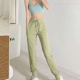 Lu Align Lu Women Pockets Loose Pants Yoga Sports Sweatpants Breathable Athletic Casual Pant Outdoor Long Pants Girl Jogging Sportswear Dance Studio Full