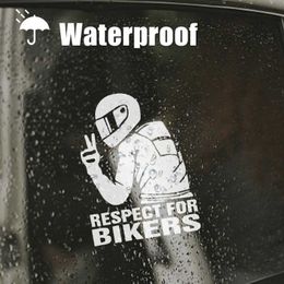New New Upgrade RESPECT FOR BIKERS Vinyl 3D Stickers Car Motorcycle Bike Laser Reflective Decals Auto Body Decoration Funny Stickers 15X11cm