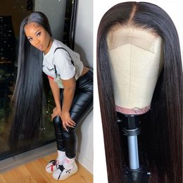 4x4 5x5 Lace Closure Human Hair Wigs Pre Plucked Straight 28 30 Long Inch 150% Brazilian Hair Lace Closure Wig For Women