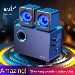 Portable Speakers Wooden Bluetooth Computer Audio Desktop Home Wired Small Speaker Overweight Subwoofer Large Volume