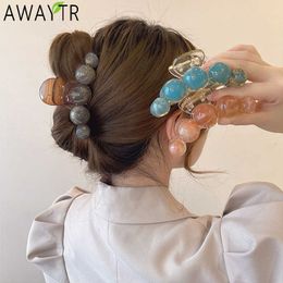 Dangle Chandelier Colourful Gradient Ball Bead Hair Claws Acetate Hairpin for Women Hair Accessories Summer Jewellery 2022 Make Up Vintage Hair Clip Z0608