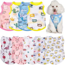 Dog Apparel Cotton Pet Clothing Summer Sunscreen Vest Cool Breathable Cute Printed Puppy Tshirt for Small and Medium Dogs 230608