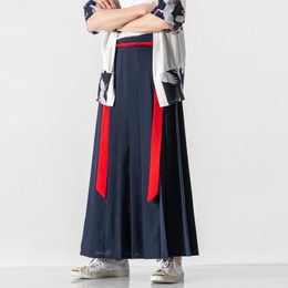 Pants 2022 Men Hanfu Pants Wide Leg Pants Retro Couple Pleated Skirt Trousers Chinese Style Pants Male Big Crotch Nepal Robe Pants 3XL