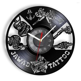 Wall Clocks Tattoo Studio Sign Salon Record Mute Clock Watch Shop Machine Art Decor Hipster Men Gift
