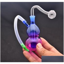 Smoking Pipes Mini Glass Oil Burner Bong Water With Recycler Dab Rig Hand Bongs Thick Pyrex Heady Hookah For 10Mm Drop Delivery Home Dhbzr