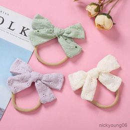 Hair Accessories Baby Headband Bow Girls Kids Embroidered Newborn Hairband Infant Cotton Headbands Soft Bandeau R230608