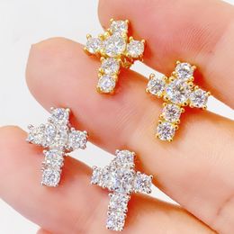 Allergic Free 925 Sterling Silver Pass Diamond Tester Shiny Moissanite Cross Earrings Nice Gift for Men Women Nice Gift