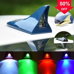 New Car Decoration Pilot Light Solar Shark Fin Antenna Roof Tail Lights Auto Modified Car Flashing Warning Tail Bulb LED Flash Lamp