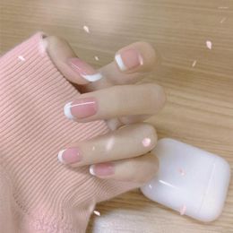 False Nails Small Fake 24PCS Full Cover Press On Simple French Design Fingernails Wearable Nail Tips For Girls Art