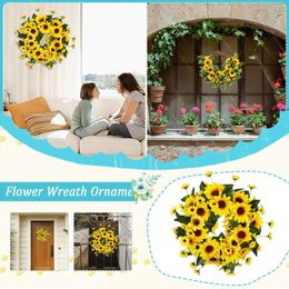 Decorative Flowers Pendants For Wedding Wreath Sunflower Hanging Simulation Garland Decor Christmas Artificial