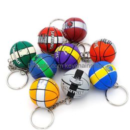 Keychains Lanyards Wholesale 40 Style Pu Basketball 3D Sports Player Ball Key Chains Mini Souvenirs Keyring Gift For Men Boys Fans Dhwf5