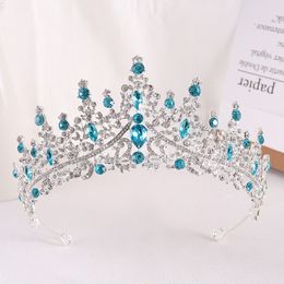 Gold Green Colours Crystal Crown for Girls Tiaras Headdress Prom Wedding Dress Hair Jewellery Bridal Accessories