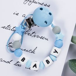 Baby Teethers Toys Personalized Name Handmade Pacifier Clips Holder Chain Silicone Chains Five Star Teether Teething 230607