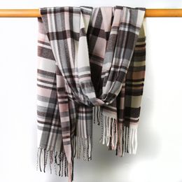 Scarves Scarf Plaid Retro Korean British Style Colour Matching Women's Autumn And Winter Thickened Keep Warm 2023