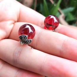 Dangle Earrings Red Round Bead Zircon Drop Thai Silver Diamond Women's Jewelry Piercing Aretes De Mujer Pendientes Femme Aros Lady