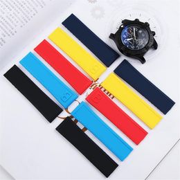 Waterproof 22mm Rubber Silicone Watch Band For Breitling Avenger Series Watches Strap Watchband Man Fashion Wristband Black Blue Y220Y