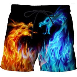 Men's Shorts Flame Graphics 3d Print Summer Fashion Men's Quick Dry Swimming Oversized Casual Beach Pants Trend Men Clothing