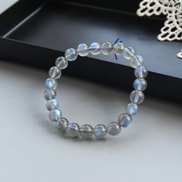 Strand Natural Grey Moonstone Bracelet Female Loose Beads DIY Ornament Blue Light Labradorite Single Circle