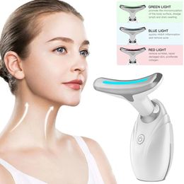 Face Massager HF Lifting Machine Face Neck Massager Red Blue Light Potherapy Radio Frequency Skin Tightening Anti Wrinkle Devices 230607