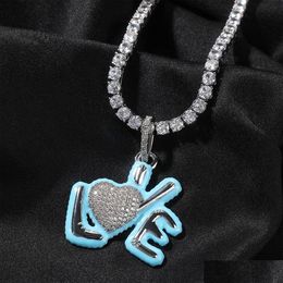 Pendant Necklaces Drip Oil Bubble Love Heart Necklace Men Women Lover Couple Jewellery Gift Drop Delivery Pendants Dhxke