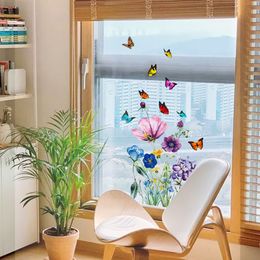 Wall Stickers Flower Butterflies Home Room Window Decoration Bedroom Bathroom Wallpaper Wall Furniture Door House Interior Decor