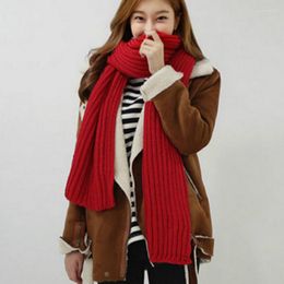 Scarves Women Men Scarf Korean Wool Female Student Long Thick Warm Knitting Winter Red Blue Black Grey White