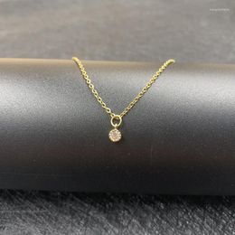 Chains Fashion Simple Mini White Zircon Pendant Clavicle Chain Retro Metal Round Geometric Necklace Accessories Gifts For Female