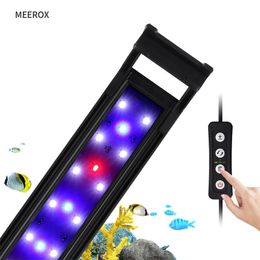 Lightings Full Spectrum Aquarium Light with Aluminium Alloy Shell Extendable Brackets White Blue Red LEDs for Freshwater Plants Fish Tank