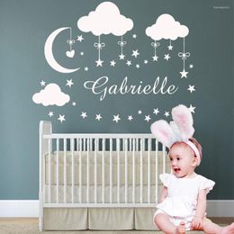 Wall Stickers Personalised Custom Name Sticker Moon Stars For Kids Babys Room Decoration Decals Girls Bedroom Decor Mural