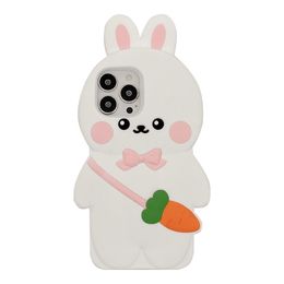 Free DHL wholesale South Korea Pop Cartoon Rabbit carrot Cute Animal Silicone Phone Case For iPhone 14 13 12 11 Pro Max 14pro 13pro 12pro kids gift