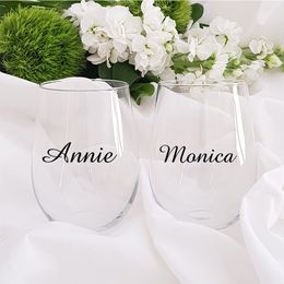 Custom Name Decal Wedding Party Glass be pasted on Christmas balls Vinyl Stickers Classic Champagne Glasses Cup Decals With Name