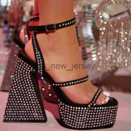 Sandals Summer New 2023 Sexy Party Sandals Women Bling Crystal Prom Cool Platform High Heels Shoes For Woman Buckle Banquet Sandals Lady J230608