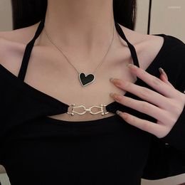 Pendant Necklaces Colourful L Senior Fashion Women Black Heart For Girl Fine Metal Sweet Love Party Necklace Jewellery Gift