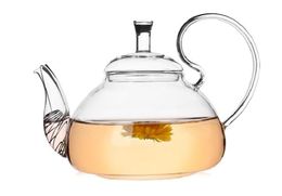 1PC 600ml Heat Resistant With High Handle Flower Coffee Glass Tea Pot Blooming Chinese Glass Teapots J1011-2