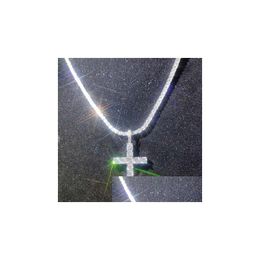 Pendant Necklaces Diamond Cross Necklace Platinum Plated Religious Jewelry For Couples Lovers Men And Women Drop Delivery Pendants Dh58A