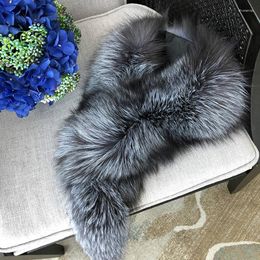 Scarves Luxury Real Natural Fur Scarf With Tail Collar Women Thick Warm Genuine Soft Long Shawl Elegant Female