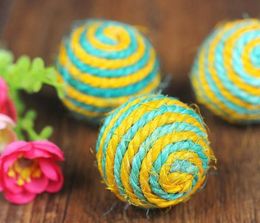 Colourful Pet Teaser Sisal Rope Weave Ball Play Chewing Catch Toy For Cat Kitten Random Colour