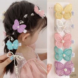Hair Accessories Embroidered Princess Baby Clips Kids Butterfly Clip Cute Little Girl Fairy Bangs R230608