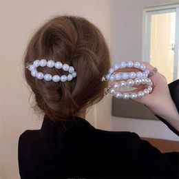 Other Korea Big Pearl Hairpin Shark Clip Headgear Women's Ponytail Girl Hair Makeup Hairstyle Accessories R230608