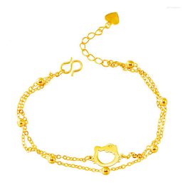 Anklets Golden Women's Foot Bracelets Copper Lovely Double Layered Ankle Straps Leg Chain Anklet Bead Decorations Jewelry