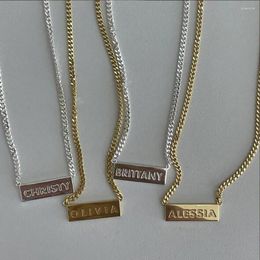 Chains Simple Square Carved Letter Pendant Necklace For Women Gold Silver Colour Angel Number 1111 Metal Chain Jewellery Gifts