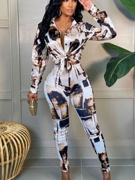 Womens Two Piece Pants LW Tiedye Abstract Print Pieces Spring Set Long Sleeve Crop Top Skinny High Waist Pencil Trousers Women Shirt 2pcs 230607